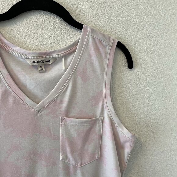 Toad & Co Women's Tank Top Size Med Swifty Pocket Tank Pink Tie Dyed - Picture 4 of 14